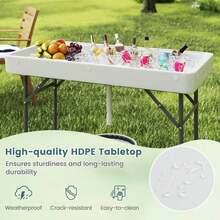 Lifezeal 4 Foot Ice Cooler Folding Table Outdoor Portable Ice Bin Table With Large Sink - trắng - Xem 6