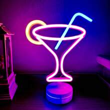 1 pieza Letrero de neón decorativo de pared para bar, luz LED con pilas o alimentación USB con diseño de jarra de cerveza, copa de cóctel, jarra de cerveza, letrero de neón de bar para habitación, dormitorio, decoración de bar