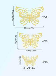 48Pcs Gold Butterfly Decorations 3D Butterfly Wall Decor, Butterfly Party Decorations, Birthday Decorations, Butterflies For Crafts, Cake Decorating, Wall Stickers Room Decor For BabyShower GirlsKids