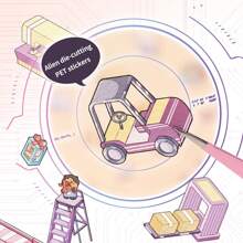 Diy Cute, Stress-Relieving, Stacked Stickers, 3d Stereoscopic Stickers With Miniature Landscape Stickers, Factory Assembly Line Scenes School Supplies,Back To School