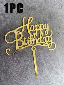 1/3/5pcs Acrylic Cake Topper - New Creative Birthday Cake Decoration - For Birthday Parties - Perfect Gift For Birthday Celebrations - Gold - View 9