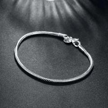 Juego de joyería de plata de ley 925 de alta calidad que incluye un collar y pulsera de cadena de hueso de serpiente de 3 mm de grosor, para hombres y mujeres