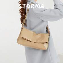 Borsa alla moda ed esclusiva per donna, nuovo design a motivo quadrato con catena, borsa shopper pieghevole per l'estate