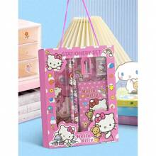 6pcs/8pcs/14pcs/1Set Hello Kittys Cartoon Ruler Pencil Sharpener Eraser Notebook Set Creative Drawing Office Supplies Kitty Cat Stationery Kit Gifts (Some Parts May Be Random)(The Package Design Is Random)