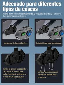 Intercomunicador Impermeable Motocicleta Casco Auricular Bluetooth con Iluminación 1000mAh, Ipx6 Impermeable, Cancelación de Ruido, Tiempo de Espera Extra Largo - Gris - Ver 9