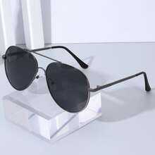 1 Pc Classic European&American Stylish Men's Metal Round Frame Double Bridge Sunglasses, High-End - Multicolor - View 10