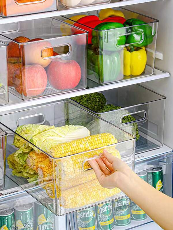 1 pièce Boîte de rangement empilable transparente, boîte de rangement pour réfrigérateur pour fruits, légumes, aliments, boissons, céréales
