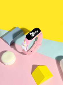2 pezzi Orologio digitale elettronico per bambini con stampa arcobaleno e unicorno, colore dolce da sogno, display HD touch control, braccialetto LED per teenager e bambini, adatto per festival, compleanni, piccolo regalo raffinato, souvenir