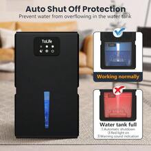Dehumidifiers For Home 95 OZ Water Tank With AutoOff 1000 Sq.Ft Sleep Mode Portable Dehumidifier For Basement Bathroom Home RV Closet Room 7 Colors LED LightBlack - Black - View 6