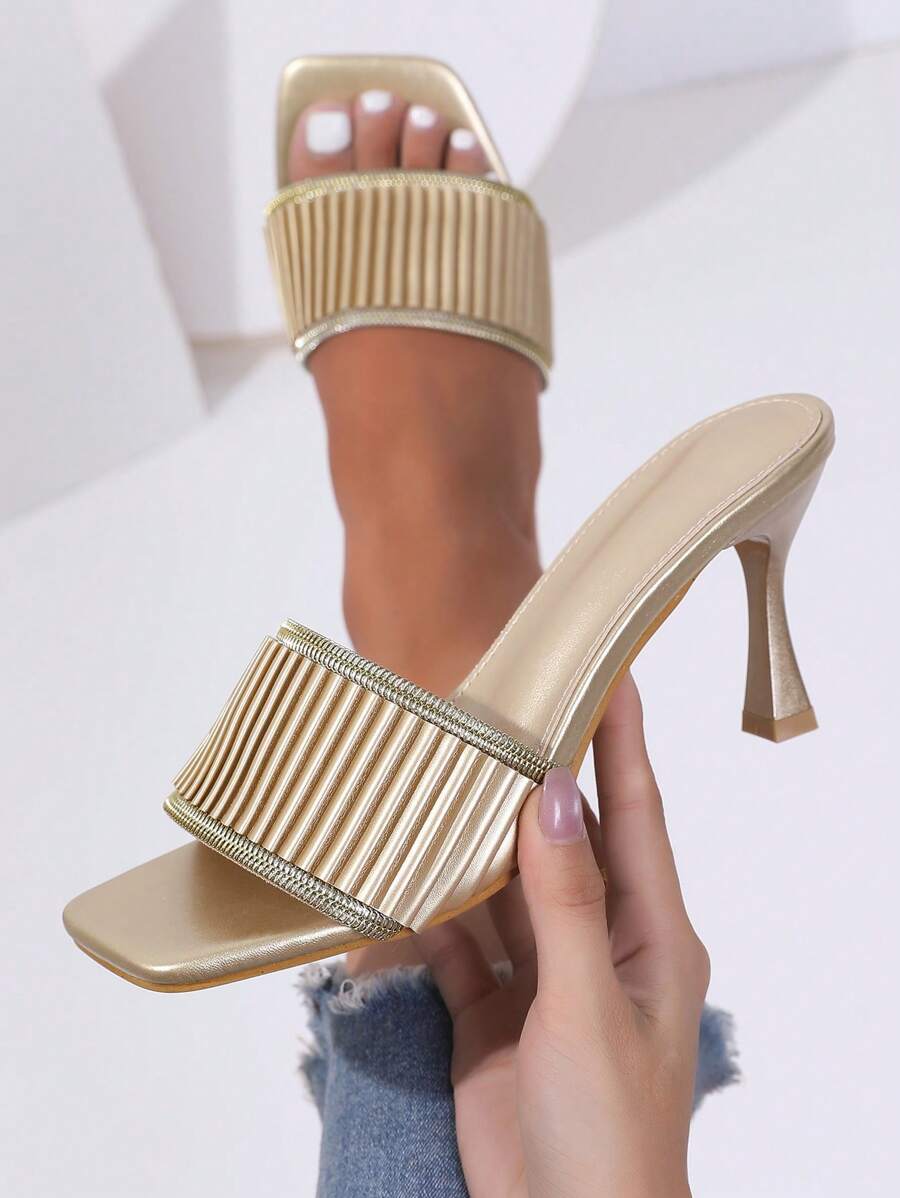 Women's Casual Outdoor High Heel Sandals, Easy Slip-On & Comfortable, Suitable For Daily Wear