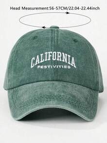 BONNY BOOM 1件水洗綠色刺繡「CALIFORNIA」字母棒球帽，中性款，適合情侶配戴，適合戶外運動與節日禮物，女款卡車帽棒球帽 - 綠色 - 查看 5