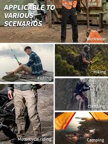 2 Pack 31" Men's Cargo Work Pants Water Resistant Tactical Pants Lightweight Hiking Ripstop Pants Outdoor Apparel - 31"黑色灰色 - 查看 5