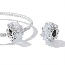 WOSTU 1 件 925 纯银可爱粉色花朵蝴蝶猫欧洲穆拉诺玻璃珠饰品适用于 DIY 制作手链女孩珠宝礼物