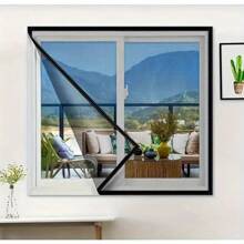 1 pieza Malla de ventana adhesiva negra ajustable, con varios tamaños de ancho, alta transparencia para protección contra insectos en el dormitorio y la sala de estar