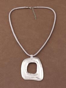 1 Piece Fashion Silver Gold Color Asymmetrical Hollow Open Square Shape Pendant Rope Necklace For Women's Daily Wear 18"+2" Extend Chain