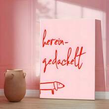 1 pieza Pintura de óleo en lienzo con arte de pared de estilo moderno, líneas abstractas rosas y perro salchicha con texto, decoración de pared para dormitorio, sala de estar, comedor, cocina, estudio, pasillo, dormitorio, regalo ideal para amigos