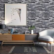 1 Rolle graues Ziegelstein-Tapete zum Abziehen und Kleben, selbstklebende abnehmbare PVC Vintage Ziegelstein-Kontakttapete mit Faux-Textur, Wohndekoration für Schlafzimmer, Badezimmer, Küche, Büro, Wohnzimmer, Möbel, Wanddekoration