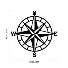 Black Metal Nautical Compass Wall Decor- Beach Wall Hanging Art-Metal Cut -Wind Resistant, Stable In Windy Conditions-Metal Signs -Pub Decor - Black - View 6