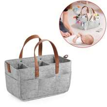 Felt Storage Nursery Organizer Basket Infant Diaper Bag With Handle Caddy Changing Nappy  Storage Carrier Large Pocket