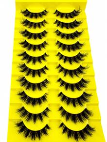 10 Pairs Fluffy 3D Multi-Layer DD Curl Dramatic Russian False Eyelashes Thick & Voluminous Whole Lash Strip Transparent Band - Fluffy Lashes - View 4