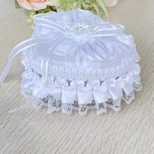 1 pieza Caja de anillo romántica, soporte de anillo de novia blanco (anillo no incluido), caja de anillo de boda, regalo del Día de la Madre/Día de San Valentín, almacenamiento de anillo de ceremonia de boda, suministros de decoración de boda