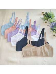 Kit With 5 Children's Bras For Youth Without Padded Cotton Cotton Comfort Maya Basic Plain Adjustable Straps - 彩色 - 查看 5