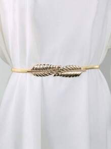 1 pieza Cinturón elástico de cintura ancha con hojas dobles, adecuado para vestidos, ideal para eventos formales de verano y fiestas