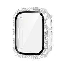 Compatible With Apple Watch Case Series 10/9/8/7/6/5/4/SE With Tempered Glass Screen Protector, Double Bling Case Crystal Diamonds Rhinestone Bumper Overall Hard PC Ultra Protective Cover Compatible With Apple Watch - Apple Double Row Shell Membrane - View 27