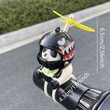 1pc Cute Panda With Helmet Creative Personalized Motorcycle Decoration, Elastic Band Suitable For Most Motorcycles And Bikes - one-size - View 3