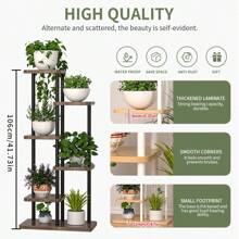 Support pour plantes d'intérieur à 7 niveaux, grand support pour plantes en métal et bois, support de fleurs d'angle pour plusieurs plantes, grand support pour plantes moderne pour l'extérieur, patio, salon, balcon, jardin, bureau