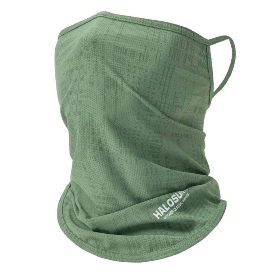 Máscara facial transpirable de secado rápido para exteriores, protección solar, bufanda de seda de hielo de verano, cálida para el cuello con letras - Gris - Ver 1