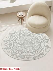 1pc Round Area Rug Bohemian Mandala Pattern Area Mat - Ultra Soft, Comfortable For Bedroom, Living Room, Study, Entryway, Children's Game Room, Office, Dining Room, Room Decor, Nursery As Floor Mat, Cashmere-Like Circle Bedroom Rug, Washable & Non-Slip, Carpet For Living Room - Indoor All-Season Home Decor, Living Room Rug, Rugs For Bed Room, House Decor | Bedroom Decor
