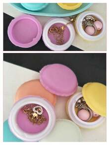 优雅马卡龙色迷你珠宝盒收纳盒，可爱百搭鲜艳小巧项链耳环配件收纳盒