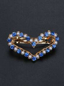 1 pieza Clip de pelo con barra de resorte y incrustaciones de strass con forma de corazón retro para decoración de la parte posterior de la cabeza, Día de San Valentín, artículos escolares, apariencia de fiesta, accesorios para el cabello, accesorios para el cabello para mujeres - Multicolor - Ver 7