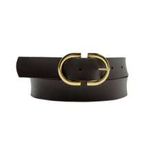 Kit 2 Women's Belt 2D Double Inverted Round Buckle Current Fashion Winter Summer 96040K2 - 黑色與咖啡 2 - 查看 5