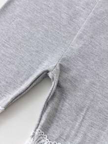 1 Stück Mädchen 3/4 Länge Leggings mit Spitzenbesatz, süß & vielseitig für täglichen Lässig-Stil, Sport, Tanz, Frühling & Sommer