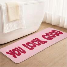 1 pieza "Te ves genial" Alfombra de baño suave y esponjosa - Material de poliéster antideslizante y cómodo, adecuado para baño, dormitorio y sala de estar - Decoración del hogar, Alfombra de baño | Alfombra con texto divertido | Alfombra de textura suave, Alfombra de baño - Multicolor - Ver 10