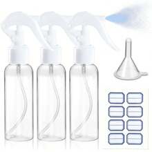 Pack Of 3 Spray Bottles, 100 Ml Small Spray Bottles For Filling, Transparent, Empty, Fine Mist Spray Bottle With Labels, Funnels, Travel Atomiser For Liquid, Cosmetics, Cleaning, Personal Care