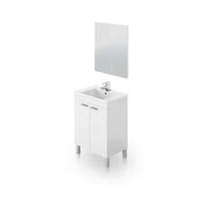 Duehome Armário de banheiro Liz 60 com espelho - Branco brilhante - Ver 4