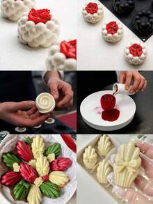 1 件硅胶花卉甜点烘焙模具，玫瑰、贝壳、月亮形迷你蛋糕、巧克力、布丁、慕斯模具、DIY 手工皂、蜡烛、树脂铸造模具