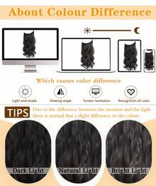 16" 20" Halo Hair Extensions Invisible Wire Hair Extensions With 2 Clips Synthetic Wavy Hairpiece Adjustable Transparent Headband For Women - Dark Brown - 查看 6