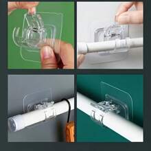 10pcs No Drill Curtain Rods Brackets, Wall Hooks, Adhesive Curtain Rod Holders With No Nails, Adjustable For High Curtains, Suitable For Bathroom, Kitchen, Home And Hotel, No Drill Needed Back To School Bathroom Decor