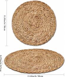 Woven Placemats Set Of 10,12" Round Rattan Placemats,Natural Hand-Woven Water Hyacinth Placemats,Farmhouse Weave Place Mats,Rustic Braided Wicker Table Mats For Dining Table,Home,Wedding. - 12inch Set Of 10 - View 5