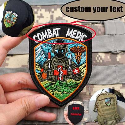 Parche personalizado con nombre de atención médica táctica, 1 pieza Etiqueta bordada con nombre personalizado, parches para coser o planchar adecuados para ropa, uniforme, camisa de trabajo, motocicleta, ciclista