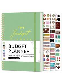 BUBU 1pc Budget Planner +3 Stickers- Monthly Budget Book With Expense Tracker Notebook, Undated Bill Organizer & Finance Planner To Take Control Of Your Money,Account Book To Manage Your Finances School Supplies,Back To School