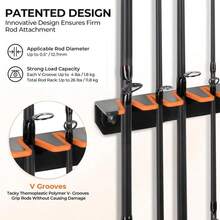 KastKing V15 Vertical Fishing Rod Holder – Wall Mounted Fishing Rod Rack, Store 15 Rods Or Fishing Rod Combos In 17.25 Inches, Great Fishing Pole Holder And Rack - A: Black_Orange: 1 Pack (store 15 Rods) - View 2