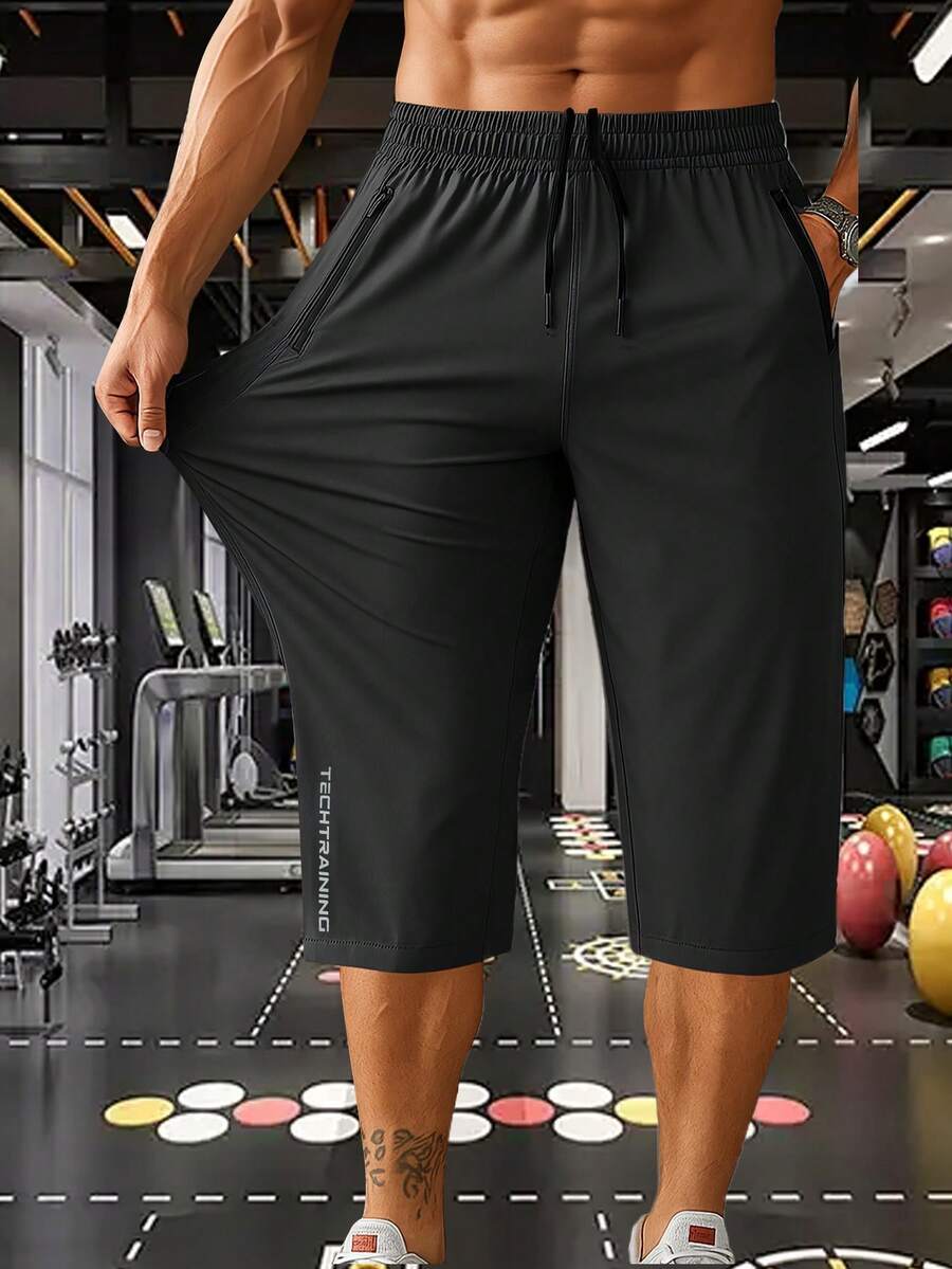 Tween Boy Fashion Quick-Dry 3/4 Length Pants, Summer - Black - View 1