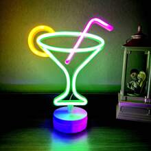 1 pieza Letrero de neón decorativo de pared para bar, luz LED con pilas o alimentación USB con diseño de jarra de cerveza, copa de cóctel, jarra de cerveza, letrero de neón de bar para habitación, dormitorio, decoración de bar