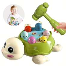 [互动教育] 1 件彩色形状分类乌龟锤玩具，采用耐用材料制成，适合 0-3 岁幼儿的教育游戏，是圣诞节、万圣节、感恩节的理想礼物