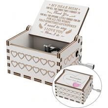 - You Are My Sunshine Wood Music Box,Laser Engraved Vintage Wooden Sunshine Musical Box Gifts For Girlfriend,Boyfriend,Family ,On Birthday,Ftival (To My Mor) - White - View 1